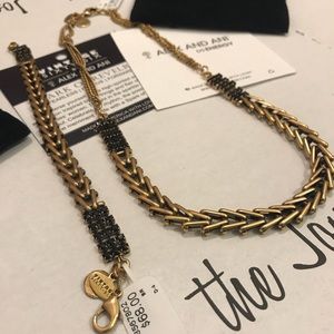 Bracelet AND Necklace With Black Glass Crystals